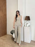 V-Neck Sleeveless Vest With Trousers sets